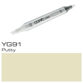 The COPIC CIAO MARKER YG 91 PUTTY is perfect for artists and designers looking for a versatile marker with rich and vibrant colors. With its YG 91 Putty color, this marker is excellent for adding depth and dimension to your artwork. Its alcohol-based ink is also blendable, allowing for smooth transitions and shading.